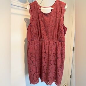 Elegant Lace Sleeveless Dress - Mauve